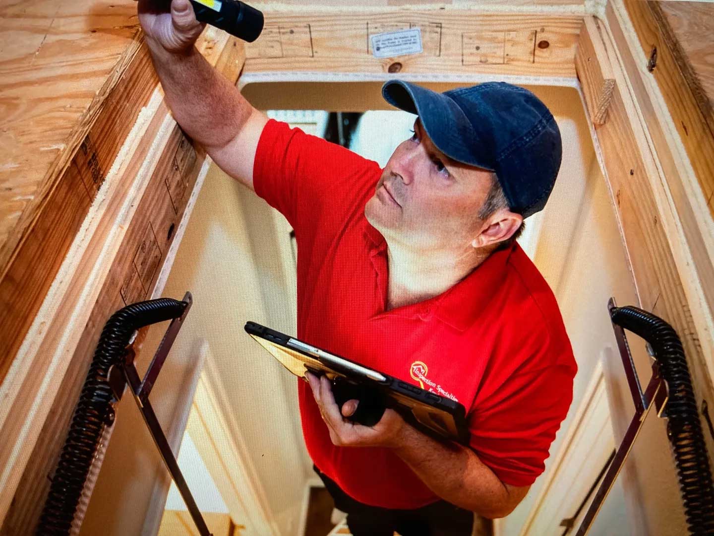 Man inspecting roof